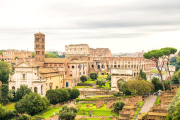 Fototapeta na wymiar ruins of roman empire in rome, italy