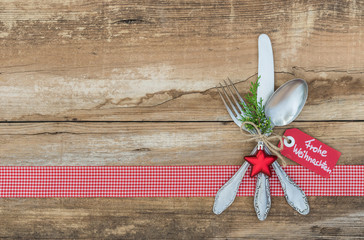 Frohe Weihnachten Fest Essen Besteck