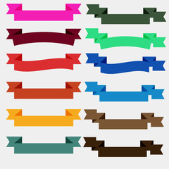 Set of  Colorful Empty Ribbons And Banners. Ready for Your Text or Design. Isolated vector illustration.
