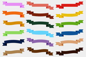 Set of  Colorful Empty Ribbons And Banners. Ready for Your Text or Design. Isolated vector illustration.
