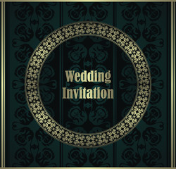 Wedding invitation with round frame. Retro design