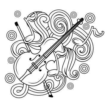 Cartoon hand-drawn doodles Musical illustration. sketch