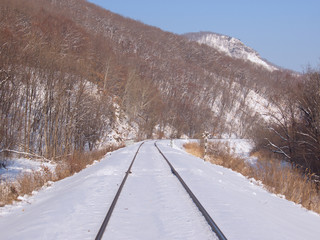 Railway track at a mountain slope