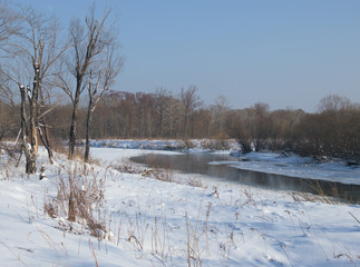 Small small river in the winter