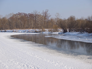 Small small river in the winter