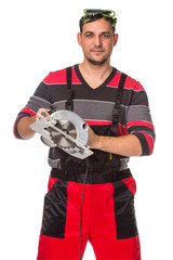Construction Worker with circular saw