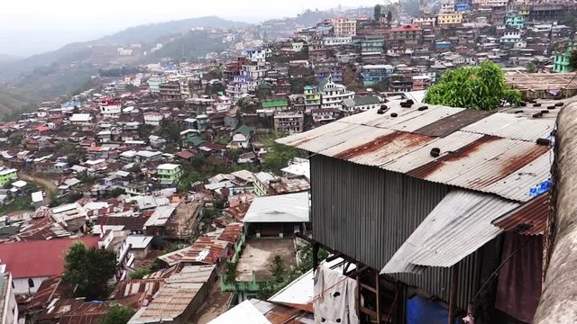 Establishing aerial shot of Kohima, the capital of Nagaland in India.