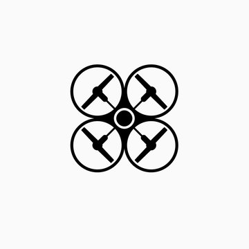 Quadrocopters (drone), top view. Sticker pictograms.