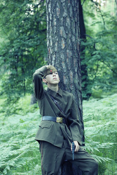 Portrait of a young Soviet military