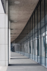 Modern glass walled building facade