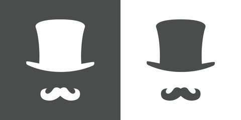 Icono plano chistera con bigote gris