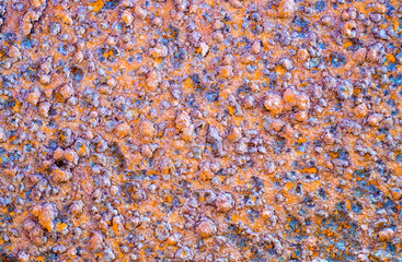 Heavy corroded and rusty iron plate surface