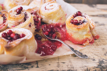 Layer cake filled with red berries