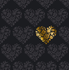 vector gold heart pattern
