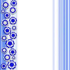 Stripes background with blue and white flowers