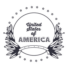 Label of usa icon. america and national government and country theme. Isolated design. Vector illustration