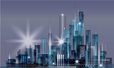 Modern night city skyline