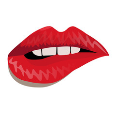 Sexy biting lips. Vector illustration