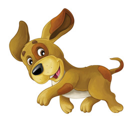 Cartoon happy dog is jumping and looking - artistic style - isolated - illustration for children
