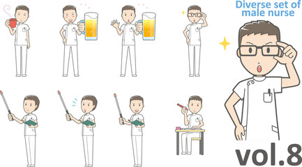 Diverse set of male nurse , EPS10 vector format vol.8