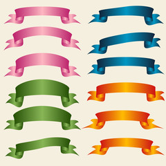 Obraz premium Set of Colorful Empty Ribbons And Banners with Curves. Ready for Your Text or Design. Isolated vector illustration. 