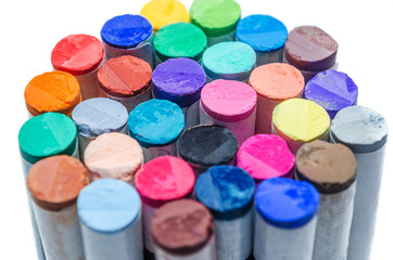 colored pastel chalks isolated on white background