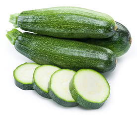 Zucchini on a white background.