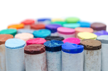 colored pastel chalks isolated on white background