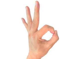 Naklejka premium Ok, okay, okey, zero hand gesture isolated on a white background
