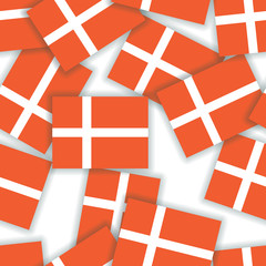 Denmark - Seamless pattern collage of flags with shadows on a wh