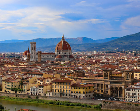 panorama of the city of Florence in Italy from Michelangelo Squa