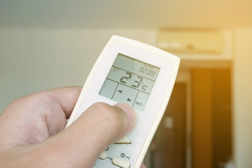 Hand hold remote control with conditioner