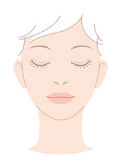 女性の顔　童顔　正面