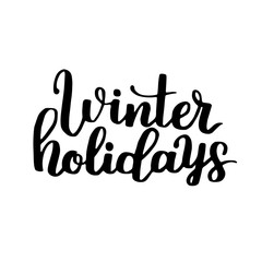 Vector hand written phrase about winter. Lettering on white isolated background. Black ink quote for your overlay and card design.