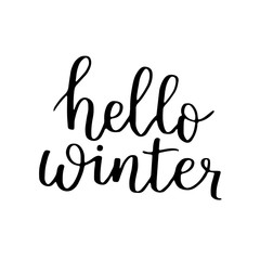 Vector hand written phrase about winter. Lettering on white isolated background. Black ink quote for your overlay and card design.