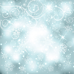 Winter blue background with snowflakes. Vector Illustration.