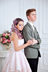 Naklejka premium Wedding day. Beautiful bride and elegant groom
