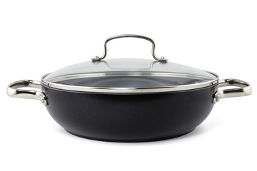 saucepan with glass lid isolated
