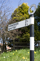Old signpost in Robin Hoods Bay