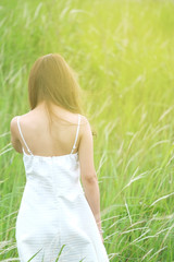 beautiful girl alone in the garden