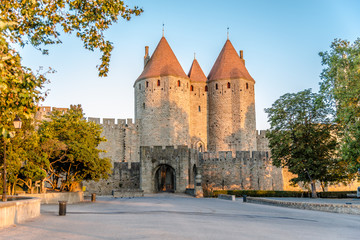 Narbonnaise Gate to Old City of Carcassonne - France