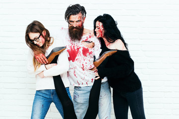 Halloween zombie people