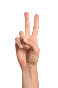 Victory sign with hand
