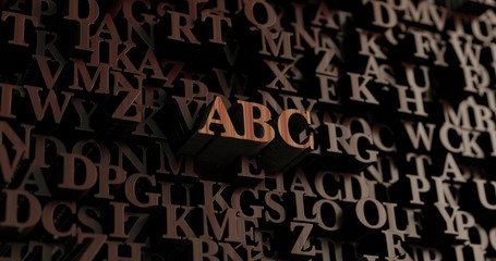 ABC - Wooden 3D rendered letters/message.  Can be used for an online banner ad or a print postcard.