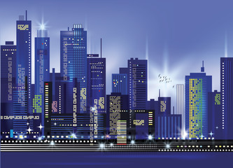 Modern night city skyline at night