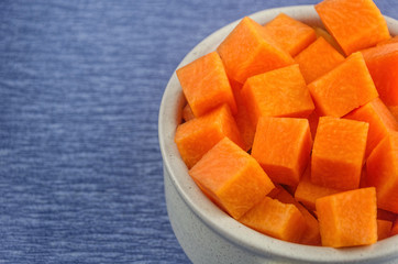 fresh and juicy slices of pumpkin in a pot