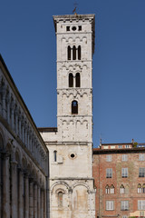 Fototapeta na wymiar San Michele in Foro is a Roman Catholic basilica church in Lucca, a medieval city and comune in Tuscany, Central Italy