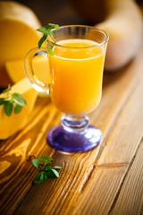 Fresh pumpkin juice in a glass