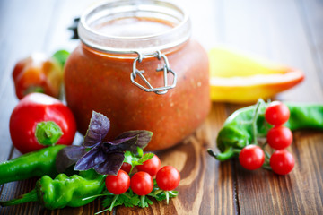 Adjika sauces from fresh vegetables