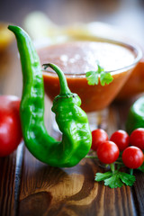 Adjika sauces from fresh vegetables